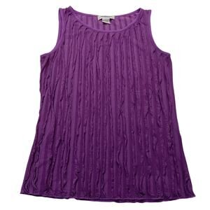 Once Again Ruffle Top S Women's Sleeveless Blouse Purple